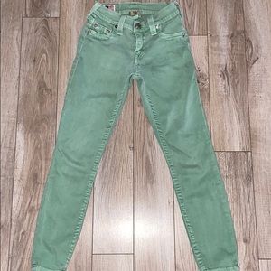 True religion green brooklyn cropped skinny jeans size 24